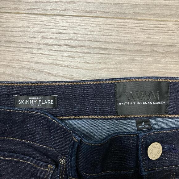 White House Black Markey High Rise Skinny Flare Jeans Dark Wash Size 4 - Picture 6 of 7